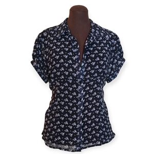 VTG 90s New Additions XL Ditsy Floral Chiffon Maternity Blouse Puff Sleeve